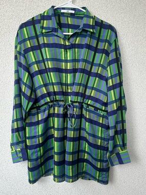 SLY Plaid Mini Dress with drawstring waist , size Medium